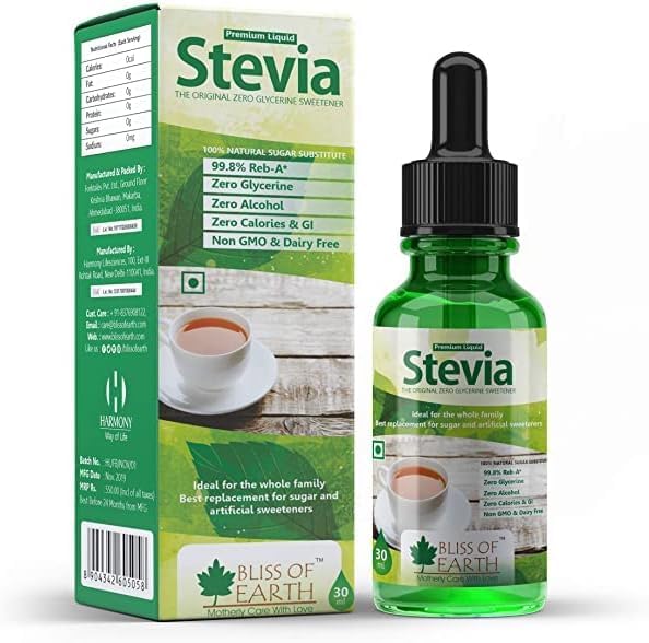 Bliss of EarthS 1.01 fl oz Original 99.8% REB-A Stevia Drops Liquid, nuevo sabor mejorado, cero IG sin glicerina, edulcorante keto sin azúcar en