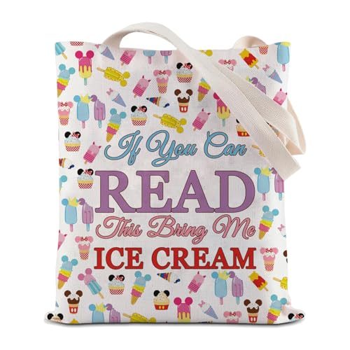 FEELMEM Magical - Bolsa de viaje para helado, regalo de viaje familiar, regalo de viaje, ratón, helado, bolsa de hombro para amantes de los aperitivos, beige