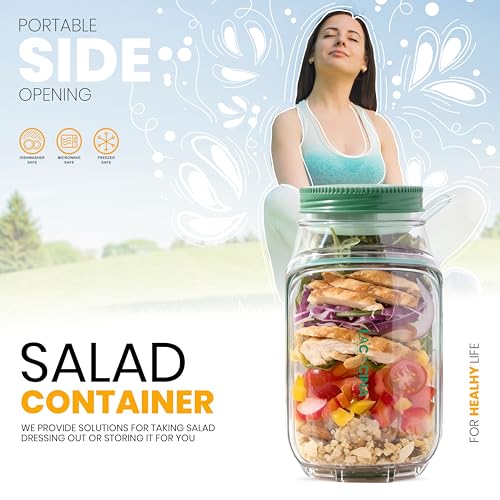 Image of La'Cocina Portable Salad Jar, Salad Pod Leakproof Container, Tritan Material, 4.5 Cup Capacity, Microwave and Dishwasher Safe, for Office, Gym and Travel