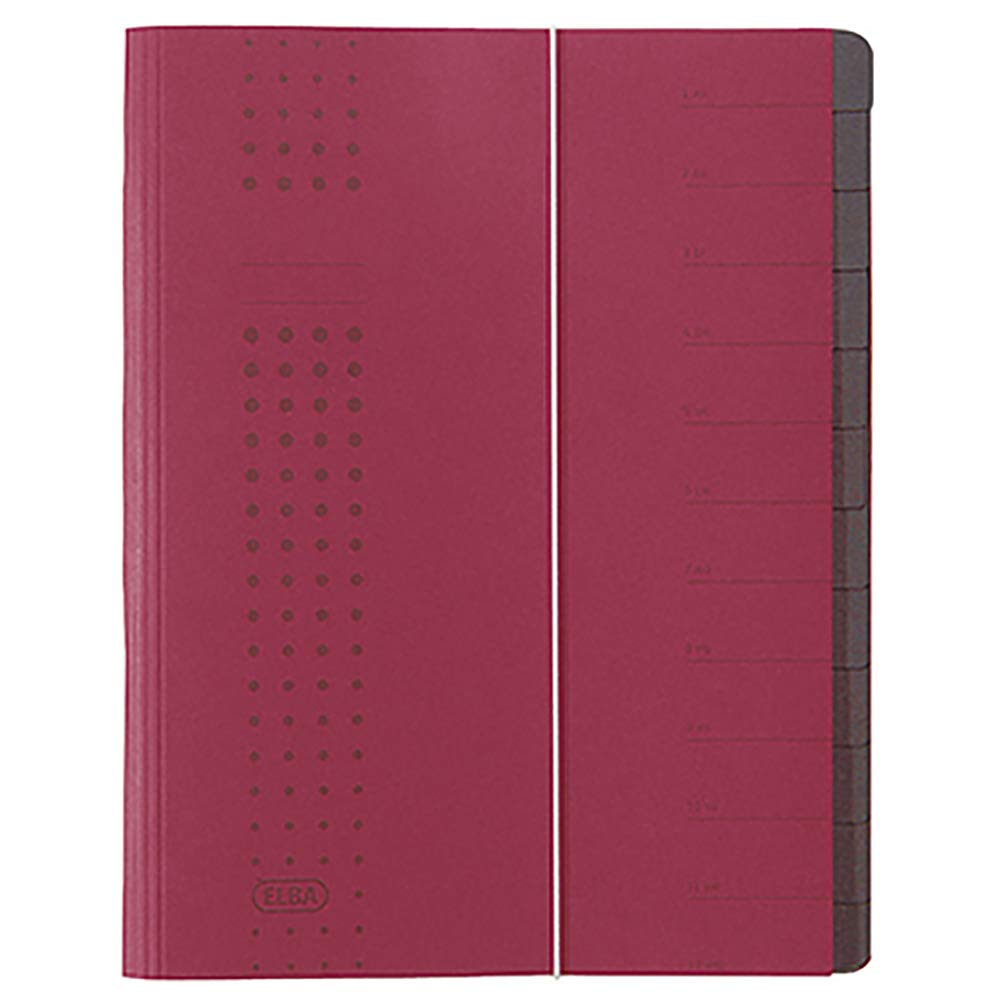 Elba Bürosysteme 42496BX Chic Index File Card Recycled 450 g/m2 A4 12 Compartments Bordeaux