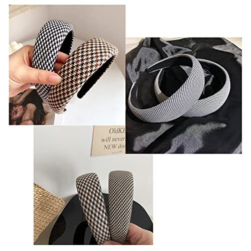 Doris&Jacky Wide Headbands For Women Fashion Thick Checkered Houndstooth Pattern Hair Bands #TOP3