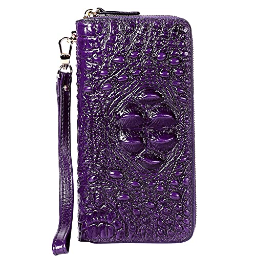 Pijushi Embossed Crocodile Handbags For Ladies Designer Purses Top Handle Shoulder Bag Bundle With Wristlet Wallet For Women Crocodile Leather Wallet Ladies Clutch Purses #TOP7