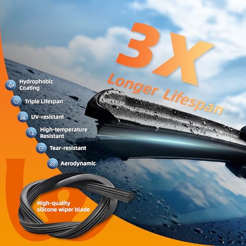 Image of Silicone Wiper Blades 26 inch + 16 inch Automotive Replacement Windshield Wiper Blades for Subaru CrossTrek 2024-2018 /Impreza 2023-2017 OEM Quality Wipers for Front Windshield(Set of 2)