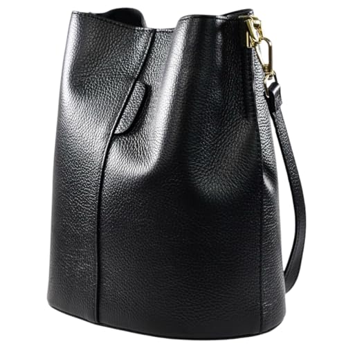 Modarno Sac seau Giulia en cuir véritable Dollar 23 x 16 x 27 cm, Noir , L
