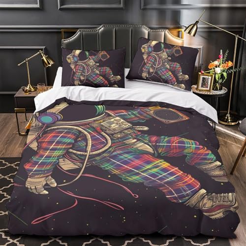 Housse de couette astronaute en microfibre 140x200cm avec fermeture éclair