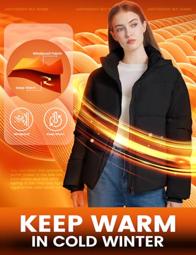 Yimoon Womens Cropped Puffer Jacket Winter Warm Quilted Jacket Short Puffer Coat with Removable Hood2