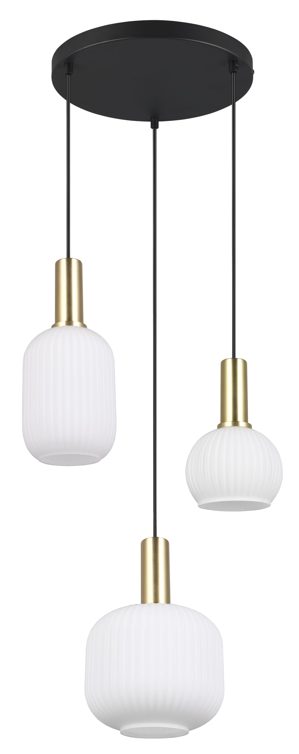Trio Leuchten Pendelleuchte Diva 319830308, Metall Messing/Schwarz