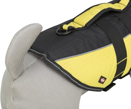 TRIXIE Hunde-Schwimmweste M: 45 cm (bis 30 kg) neon-gelb – schnell trocknende Rettungsweste Hund mit Rettungsgriff für mehr Sicherheit bei Wasseraktivitäten wie Bootsausflüge & SUB - 30127