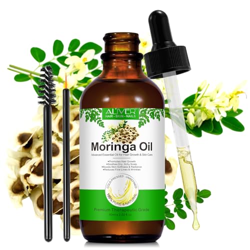 Moringa Oil – Natural Organic Moringa Oil, Moringa Seed Oil For Hair, Face, Anti-Aging, Skin Care, Nourish Hair, Moringa Oil Organic Cold Pressed (2.02 Fl Oz)
