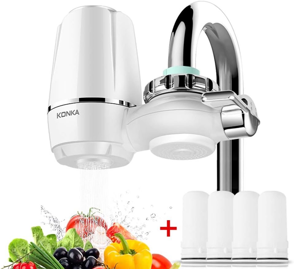 KONKA Kitchen Faucet Filter Tap Water Filter, Water Purifier with 4 Filter Cartridges 9 Stage Filtration for Home Kitchen Bathroom