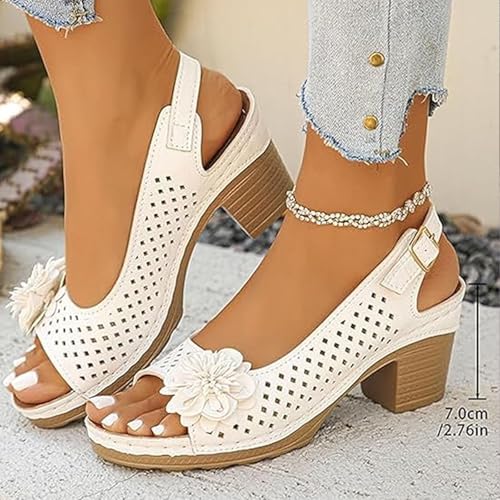 Graddi Archcare Sandals, Buckled Square Heel Sandals for Women, Peep Toe Orthopedic Sandal, Hollow Non-Slip Adjustable3
