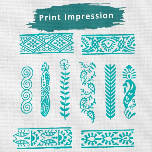 Image of Hashcart Wooden Stamp Block, Printing Stamp Design Set | Block For Printing Saree Border | Dresses, Craft Card Making, Scrapbook, Clay Pottery | Set of 10