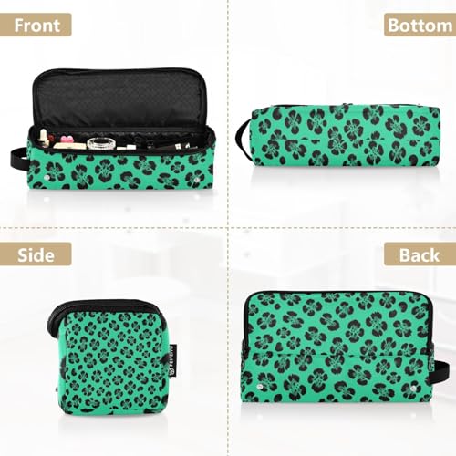 Case de viaje 2-en-1 para rizadores con tapete resistente al calor, impermeable, organizador para herramientas de cabello como planchas y rizadores, estampado Leopardo Verde miniatura 5