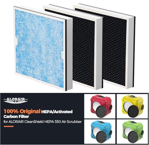 Image of ALORAIR HEPA /Activated Carbon Filter Replacement Set for CleanShield HEPA 550 Air Scrubber (Pack of 3)