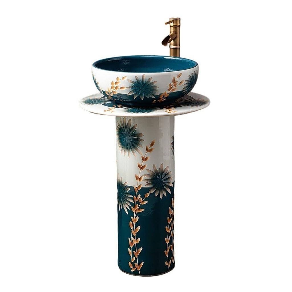 LAPADULA Outdoor Wash Basin Household Ceramic Pedestal Courtyard Balcony Floor-standing Column Type Bathroom Sink Freestanding
