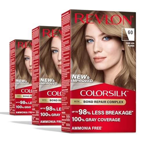 Revlon ColorSilk with Bond Repair Complex, Blonde Permanent Hair Color, 100% Gray Coverage, Ammonia...