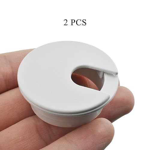 Miniatura 6 de HAHIYO 2 piezas de 1.38 pulgadas35 mm de plástico ABS blanco en forma de U para escritorio, ojales de cable, gestión de cables, cubierta de agujero