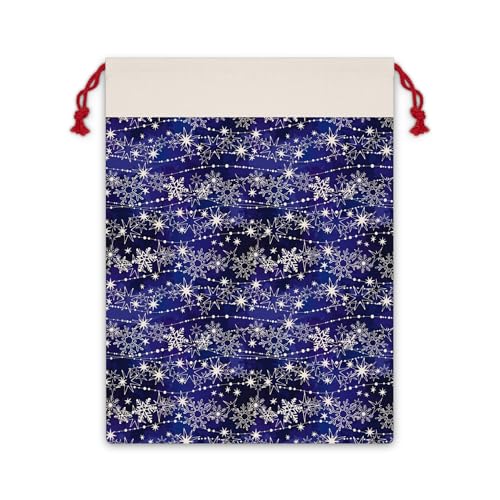 Winter Snowflake Gift Bag, Christmas Holiday Festive Packaging, Blue Silver Stars Design