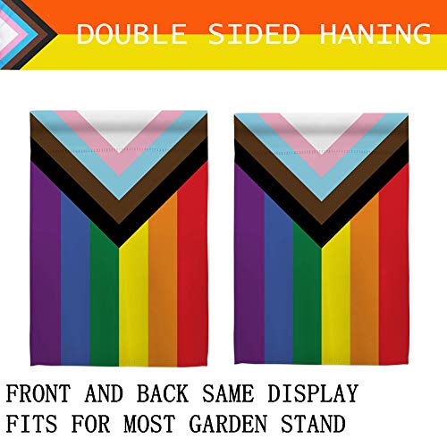 Progress Pride Rainbow Garden Flags - Inclusive Progress Yard Small Flag 12.5X18 Inch For Lgbtq Lesbian Gay Transgender #TOP1