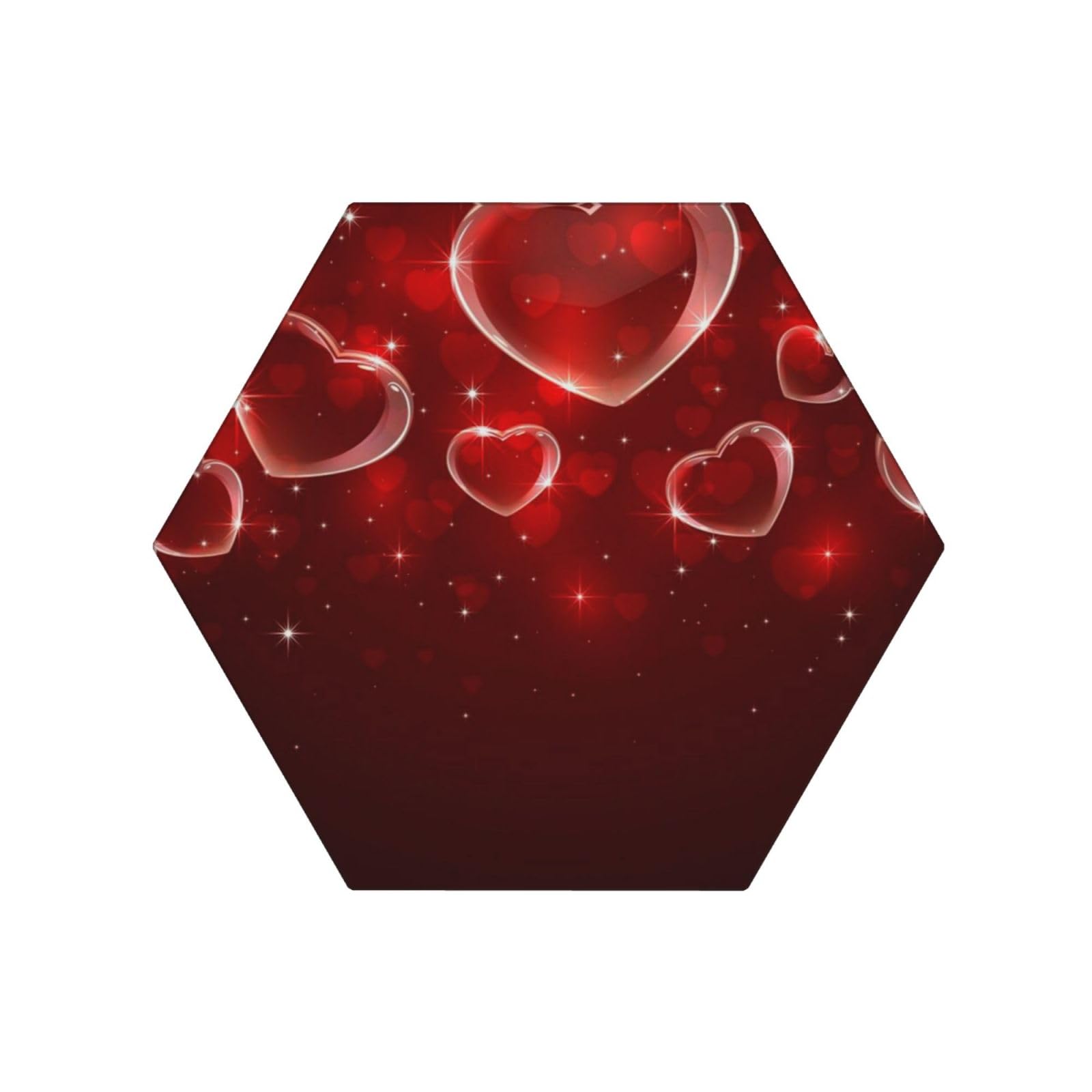 Lot de 6 dessous de verre absorbants en céramique avec base en liège Motif cœur rouge