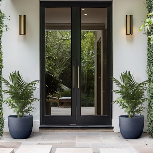 Image of Kante Charcoal Concrete Planter 14 inch Dia All-Weather Round Accent Pot