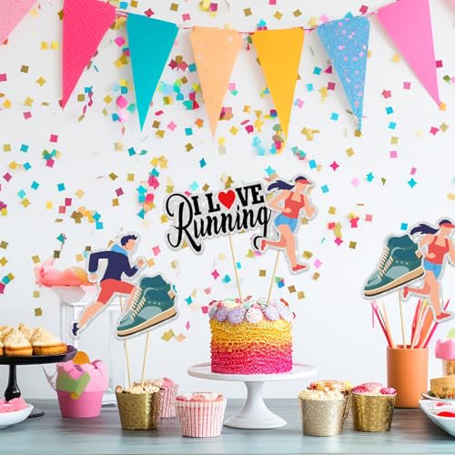 Image of Set of 16 Running Theme Centerpiece Sticks - Track, Cross Country or Marathon Party Centerpiece Table Toppers - Sports Theme Decoration Supplies