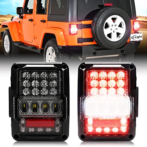 DOT Approved 4D LED Tail Lights with 30W Super Bright Reverse Light Compatible with 2007-2018 Jeep Wrangler JK JKU 2 Door / 4 Door, EMC Build-in by LX-LIGHT - Used condition - US$69.94