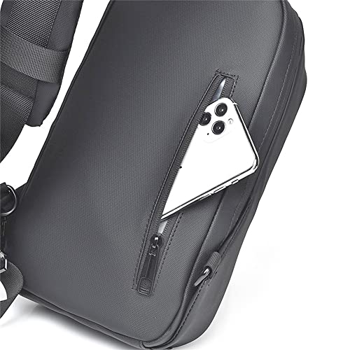 Image of Leather Crossbody Shoulder Bag - Chest Bag Sling Bag for Men with Lock Waterproof Anti-Theft Chest Bag with USB Charging Port Shoulder Bag.