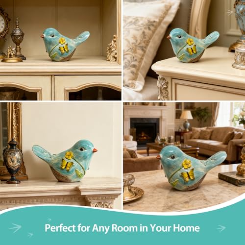 Figurita decorativa de pájaro de resina azul 4.3 pulgadas miniatura 5