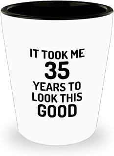 35th Birthday Shot Glass Shotglass 35 Year Old Anniversary Bday Funny Gift Idea For Liquor Lover Alcohol 1.5oz