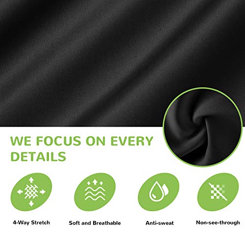 Letsfit High Waisted Leggings for Women, Yoga Pants with Pockets and Tummy Control for Workout Running Cycling Gym, Black, Medium - Thumbnail 3