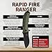 Off-Grid Knives - Rapid Fire Ranger, Camping & Hunting Knife, Cryo D2 Blade Steel with Olive Drab G10 Scales, Deep Clip, Left or Right Carry, Survival, Hiking, Fishing, Boating, Bushcraft