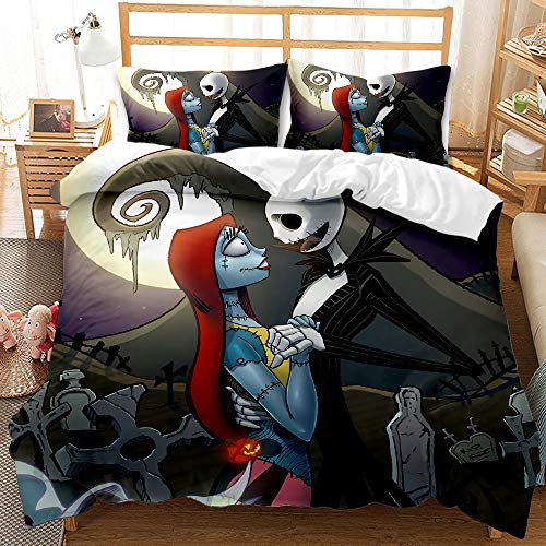 CHAOSE-ESB Funda Nórdica Reversible 220x240 / 65x65x2 CM Juego De Cama Bicolor Pesadilla Antes De...