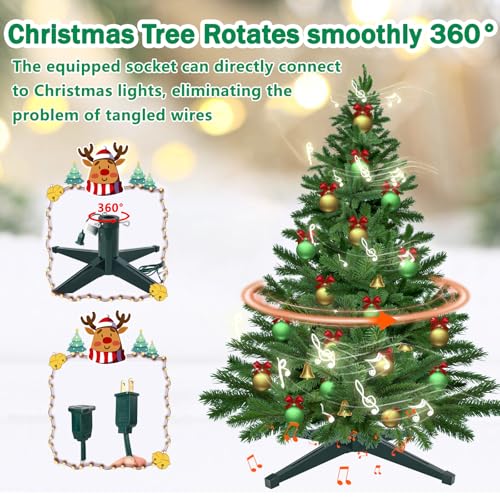 Axcoix HLCTS 𝐌𝐮𝐬𝐢𝐜𝐚𝐥 Rotating Christmas Tree Stand, Adjustable Tree Stands With Remote Control Music, Speed And Light, Artificial Christmas Tree Stand For Up To 8 Ft 100 Lb Tree thumb #2