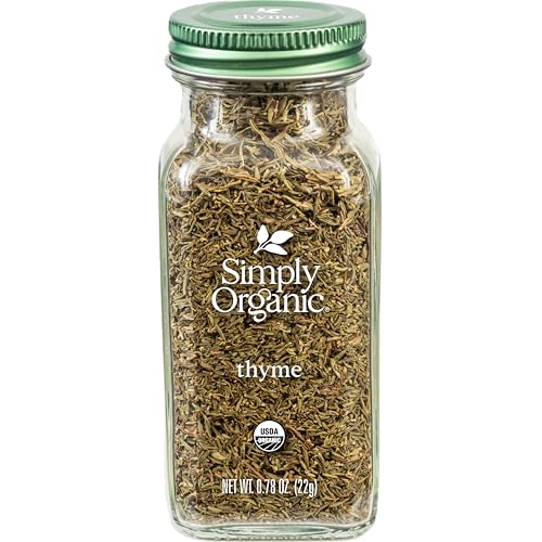 Simply Organic Whole Thyme Leaf, 0.78 Ounce Jar, Woodsy, Herbaceous, Plesantly Aromatic Thyme, Non GMO, NO ETO's, Kosher