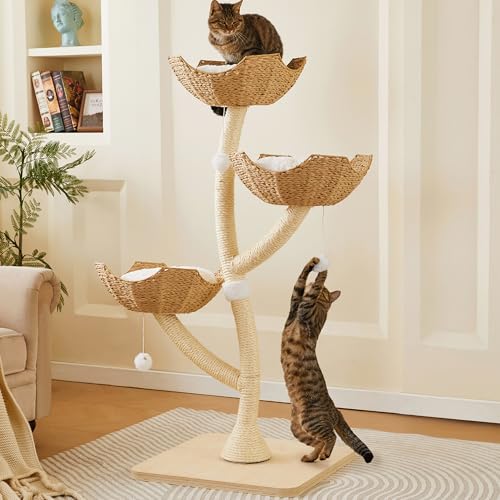 Modern-Cat-Tree-53-Tall-Scratching-Tower-for-Multiple-Small-Large-Cats-with-Scratching-Post-Multi-Level-Luxury-Cat-Condo Modern Cat Tree 53" Tall, Scratching Tower for Multiple Small Large Cats with Scratching Post, Multi-Level Luxury Cat Condo - Image 1