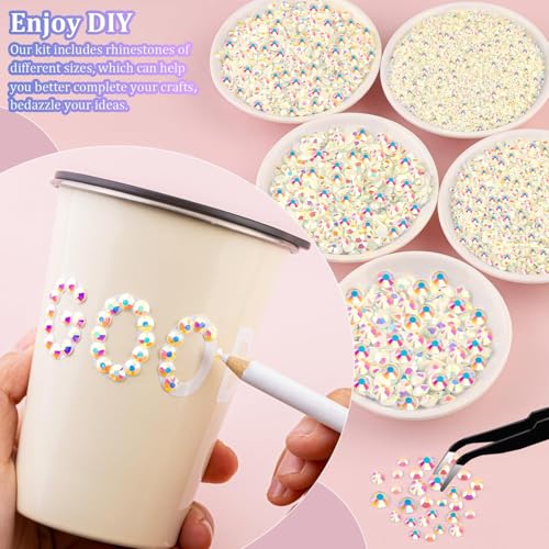 Image of Resin Rhinestones for Crafting with 3Pcs 10ml B7000 Jewelry Glue, 1 Box Beige AB Flatback Gems Crystals Diamond for Bedazzling Crafts DIY Nail Art Makeup, Gems for Clothing Tumblers Shoes