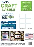 Neato Craft Label Stickers - Great for Wine Bottle, Jar, Candle, Address Labels- Printable for Inkjet - White, Glossy, Water Resistant, 10 Blank Sheets Makes 60 Labels -3'x 3.5' - Free Design Software