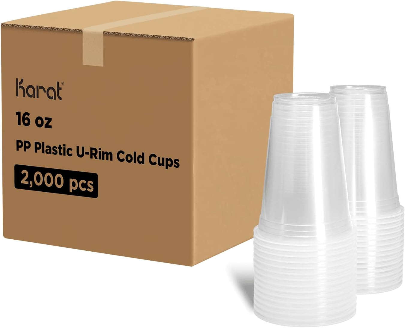 Karat [16oz - 2,000 ct] 95mm Translucent PP Plastic U-Rim Disposable Cups, Designed for Sealing Films (C1011)