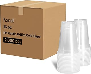 Karat [16oz - 2,000 ct] 95mm Translucent PP Plastic U-Rim Disposable Cups, Designed for Sealing Films (C1011)