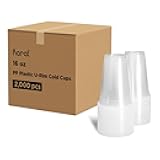 Karat [16oz - 2,000 ct] 95mm Translucent PP Plastic U-Rim Disposable Cups, Designed for Sealing Films (C1011)
