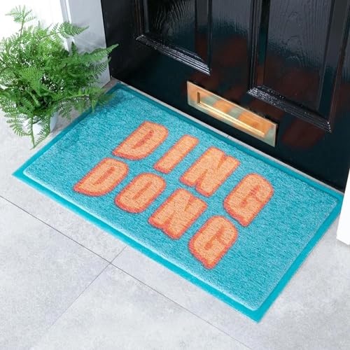 Image of Artsy Mats Ding Dong Pattern Indoor & Outdoor Doormat - Incredibly & Weatherproof Doormats - Washable Non Slip Mat, (70x40cm)