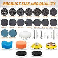 331 Stück Nassschleifpapier Klett 50mm Körnung 60-10000 Schleifpapier für Akkuschrauber/Bohrmaschine Schleifpads Grob-Fein Wasserschleifpapier für Auto, Metall, Holz, Farbe – Ansicht 2