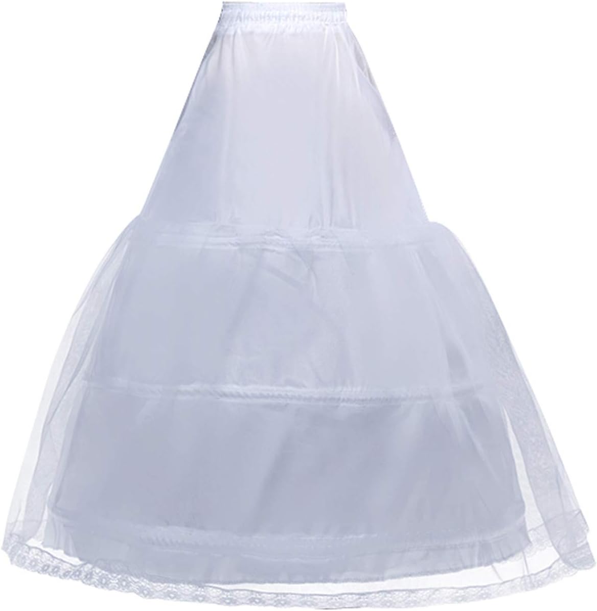 YULUOSHAWomen A line Crinoline Petticoat 3 Hoop Skirt Underskirt Half Slip for Wedding Bridal Dress