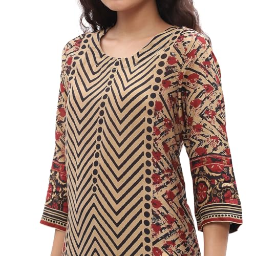 Image of BIBA Women Modal Asymmetric Printed Suit Set