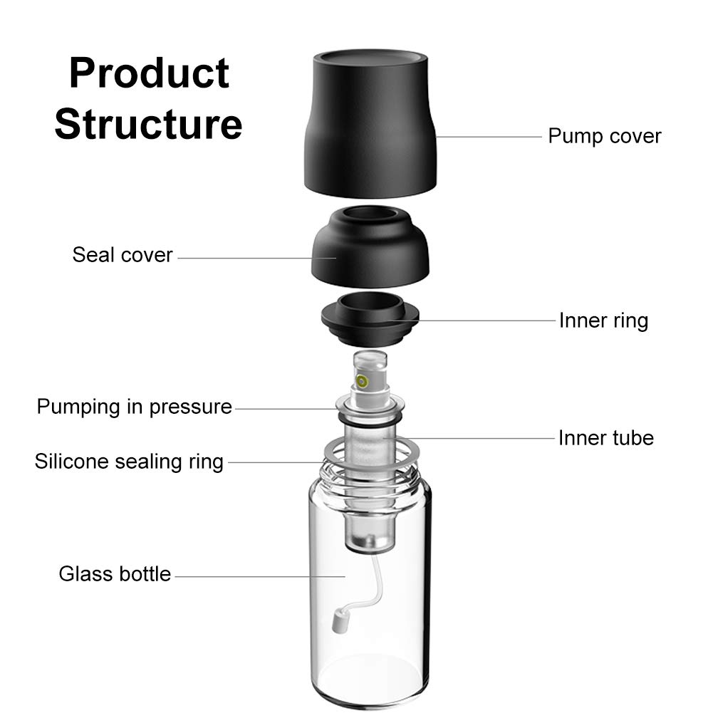 Olive Oil Sprayer Mister Oil Sprayer Bottle for Cooking, BBQ, Salad, Baking, Roasting, Grilling, Frying, BPA-Free, Glass, 150ml
