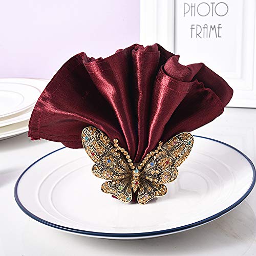 Qtkj Set Of 6 Crystal Butterfly Napkin Rings Home Metal Napkin Buckles Holder For Wedding,Parties, Dinners, Christmas, Holidays Decor (Gold) #TOP1