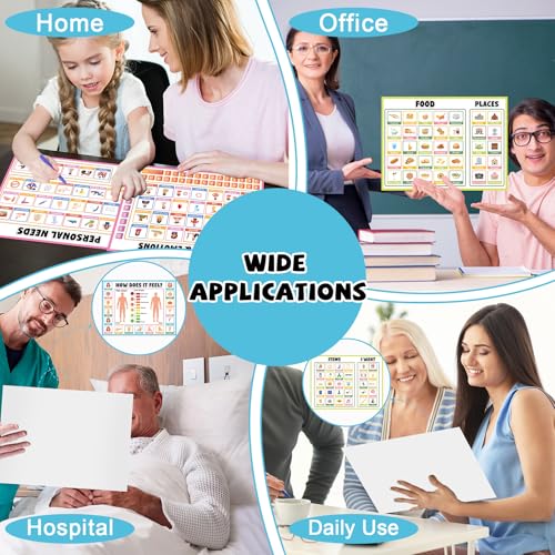 6Pcs Communication Board for Non Verbal Adults Picture Symbol Communication Cards Speech Therapy Tools for Autism Toddlers Kids Aphasia Stroke Patients Hospital Care Home Use Talking Placemats - Image 7