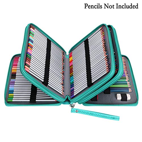 BTSKY 200 Slots Colored Pencil Organizer - Deluxe PU Leather Pencil Case Holder