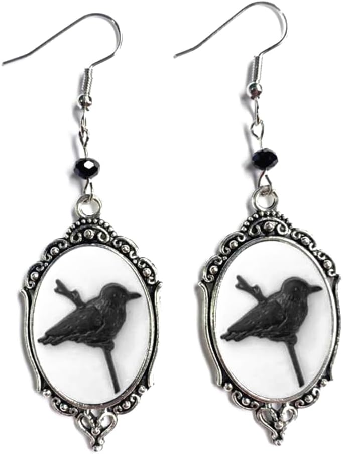 Gothic Black Crow Drop Earring Vintage Punk Crows Earrings Halloween Party Jewelry for Women